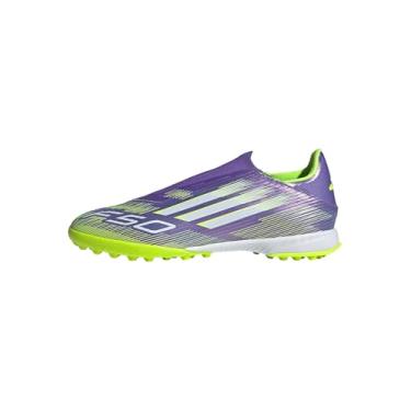 Imagem de adidas Tênis unissex adulto F50 League Laceless Turf, Roxo/branco/limão lúcido, 41 BR