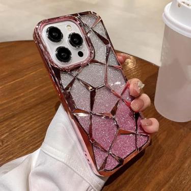 Imagem de YOGISU Capa de luxo em cubo brilhante para iPhone 16, capa macia (para iPhone 16/rosa)