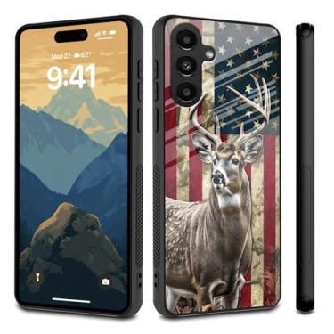 Imagem de RYUITHDJP Capa para Samsung Galaxy A15 5G, parte traseira de vidro temperado 9H, capa protetora à prova de choque com amortecedor de TPU macio, capa de telefone fina e durável para Samsung Galaxy A15