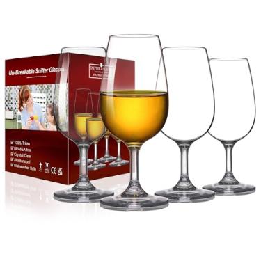 Imagem de MICHLEY Taças de vinho com haste inquebrável, copos de plástico 100% Tritan, livre de BPA e lavável na lava-louças, tamanho pequeno 221 g, conjunto de 4