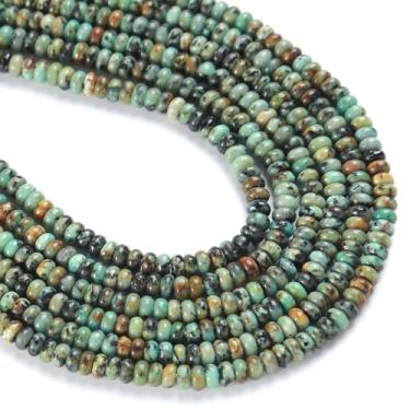 Imagem de 150 peças 2 x 4 mm pedra turquesa africana natural contas Rondelle contas de disco de ábaco contas de pedra redonda solta espaçador pedra preciosa para pulseira faça você mesmo colar de joias