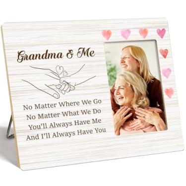 Imagem de OTINGQD Porta-retrato para avó, presentes de netos para avós, presente de Natal, aniversário, dia das mães, para avó, vovó e eu, porta-retrato de madeira