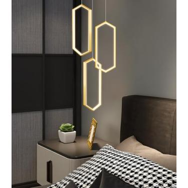 Imagem de Anel lustre moderno LED regulável iluminação pendente ajustável altura para cozinha ilha hall de entrada sala de estar escadas ouro