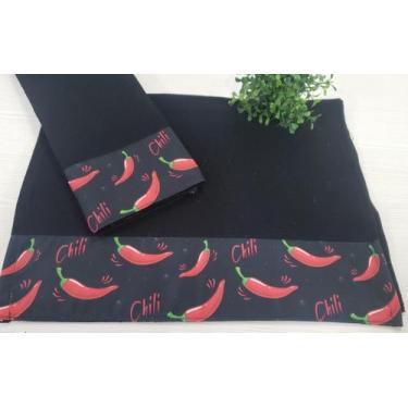 Imagem de Pano De Prato Guardanapo Black 2 Peças Barrado Estampado - Nathalia En