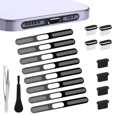 Imagem de Penitue 16pcs Tampa Anti-Poeira USB-C & Capa Grade Alto-Falante Celular, Protetor Porta Carregamento Silicone e Metal com Escova Limpeza Pinça Acessórios Celular para iPhone 16/15/Plus/Pro/Pro Max