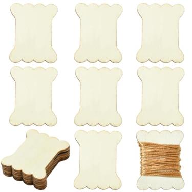 Imagem de SUNNYCLUE 60 peças 2,1 x 1,65 polegadas bobinas de linha de bordado de madeira bobinas de fio dental organizador inacabado carretel de corda de osso plano carretéis de recortes de madeira de seda de