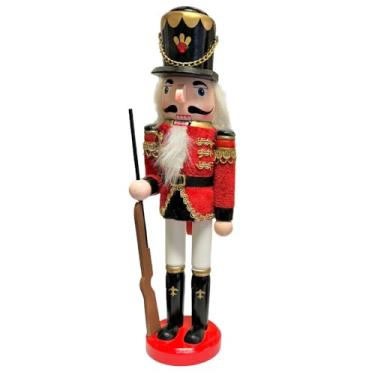 Imagem de Knextion Inc Quebra-Nozes Decoração de Natal Quebra-Nozes Presente de Soldado Quebra-Nozes de Madeira para Colecionadores Peça Central Lareira Manto Mesa Decorações de Natal - 30,5 cm (Rifle de Ouro