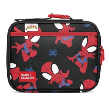 Imagem de Lancheira infantil simples moderna Marvel para escola | Lancheira com isolamento reutilizável para crianças, meninas e meninos | Bolsos externos e internos | Coleção Hadley | Go Spidey Go