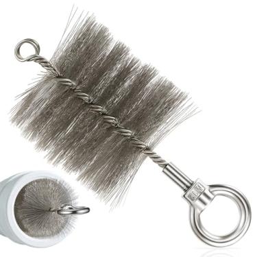 Imagem de Flutesan Escova de duto de fio extrator de cabo de 10 cm com anel de tração – Escova de limpeza de duto resistente para tubos profundos e curvos, cerdas de aço inoxidável para remoção de sujeira e