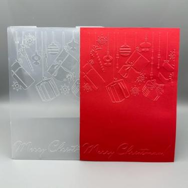 Imagem de Modelo de pasta em relevo de plástico 3D, pingente de Natal, textura de presente, 12 x 17 cm para fazer cartões, faça você mesmo, scrapbook, papel, artesanato, artesanato, scrapbook, artes, decoração