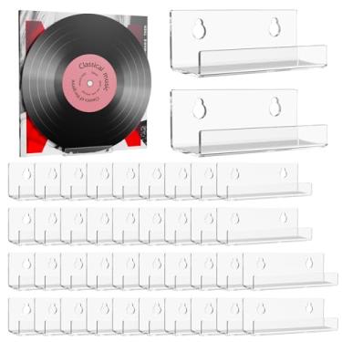 Imagem de Pacote com 40 suportes de parede de vinil (10 cm), suporte de disco de vinil transparente, adequado para lojas de música, escolas de música, colecionadores pessoais para pendurar álbuns na parede e