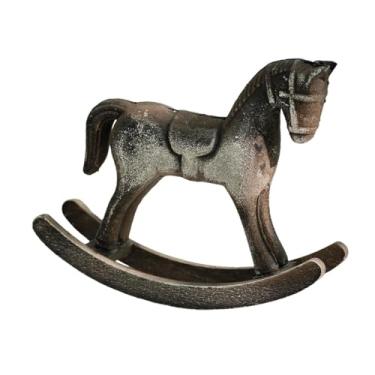 Imagem de Generic Estatueta de cavalo de balanço, decoração para casa, artesanato, escultura de madeira, ornamento para quarto, peça central, de escritório, Preto