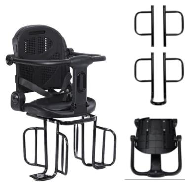 Imagem de Black,Cadeira de criança portátil dobrável, assento de bicicleta de bebê montado no quadro traseiro adequado para crianças de 2 a 8 anos de idade com um design de assento traseiro