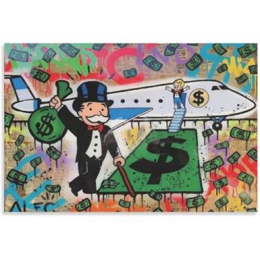 Imagem de Monopolysairplanefunny cartaz de desenho animado e dinheiro decoração moderna pôsteres para sala de estar e quarto 40 x 60 cm (16 x 24 polegadas)