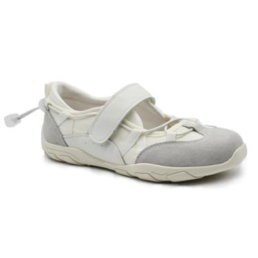 Imagem de Rebamima Causal Marry Jane tênis feminino ajustável velcro caminhada sandálias, Branco, 35
