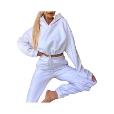 Imagem de Conjunto De Moletom Feminino Oversized De Inverno Em Duas Peças, Hoodi