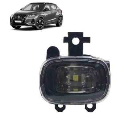 Imagem de Farol Milha Auxiliar Kicks 2021 2022 2023 2024 Led Lente Lisa Acrílico