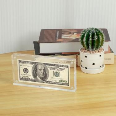 Imagem de DJAPWPX Dollar Bill Frame Acrylic Dollar Bill Holder Double Sided Transparent Currency Display Frame Easy Assembly Money Frame for Collectors Currency Ticket Picture Photos Displaying, Clear
