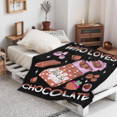 Imagem de Cobertor de comida - Cobertores para amantes de chocolate, Just A Girl Who Loves para cama de chocolate para sofá, cadeira, acampamento, viagem, carro, escritório (127 x 152 cm)