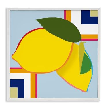 Imagem de Stupell Industries Arte giclée emoldurada branca com limão geométrico, design de Daniela Santiago, 12 x 12