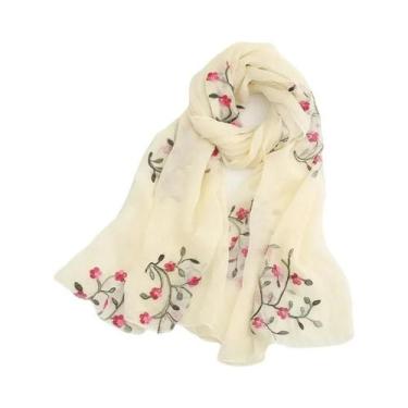 Imagem de Hijab de Chiffon Bordado - Lenço Floral para Verão - Proteção Solar 18