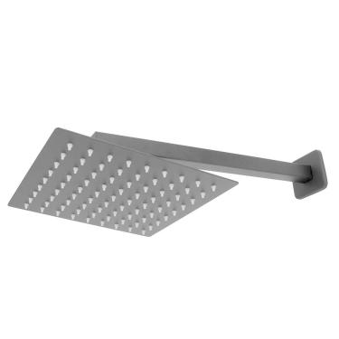 Imagem de Ducha Chuveiro Slim Preto Quadrado Metal 20X20 Braço 38Cm