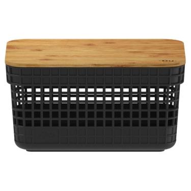 Imagem de Cesto Organizador Grid 2,5 Litros com Tampa de Bambu Preto OU