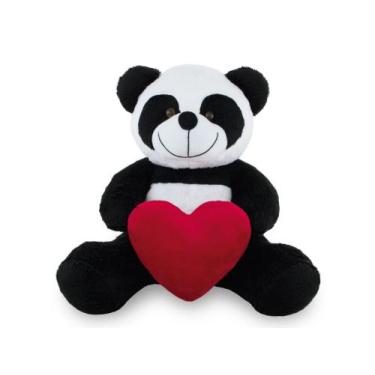 Imagem de Ursinho de Pelúcia Panda Coração 25cm Anti-alérgico - Toybrink