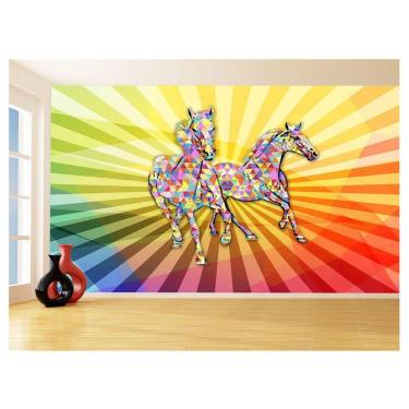 Imagem de Papel De Parede Animais Pop Art Cavalos Cores 3,5M Pxa359