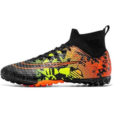 Imagem de Tênis de futebol masculinos de futebol com pontas longas, couro e borr