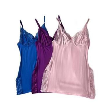 Imagem de Camisolas femininas CHICME, pacote com 3 lingerie Babydoll, acabamento