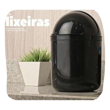 Imagem de Cesto Lixo Cozinha Pia Preto 4 Litros Com Tampa Basculante Preto - UZ