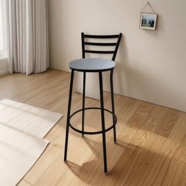 Imagem de Banqueta Alta Roma C/ Encosto - Moveraço, Assento Prata