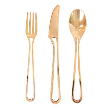 Imagem de Kit Descartáveis Luxo Rose Gold Vazado Com 18 Unidades Festa