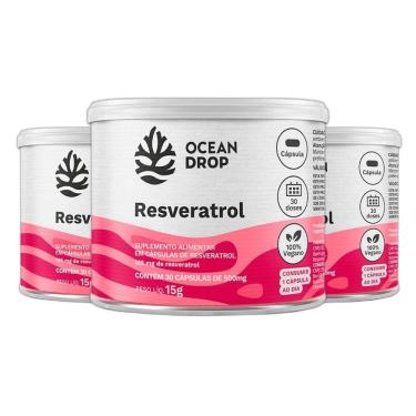 Imagem de Kit 3 Resveratrol Trans Resveratrol 500Mg 30 Caps Ocean Drop