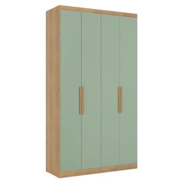 Imagem de Guarda Roupa Solteiro Milan 4 Portas Capuccino Menta Acetinado - THB