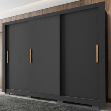 Imagem de Guarda Roupa Com 3 Portas 2 Gavetas 8 Pés Preto Armo