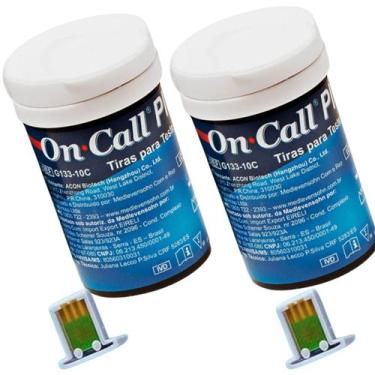 Imagem de 100 Tiras Medir Glicose On Call Plus 2 Fitas Medir Glicemia Azul - ok 