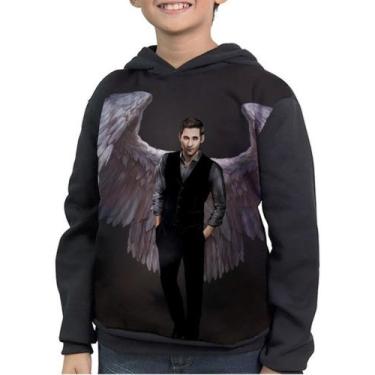 Imagem de Moletom Infantil Com Bolso Lucifer Morningstar - smoke, Preto, 8