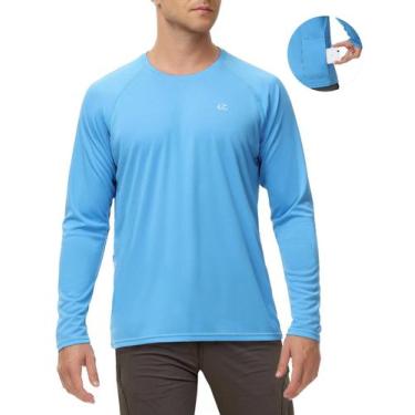 Imagem de Camisa de natação Ewedoos UPF50+ Rash Guard para homens azul celeste