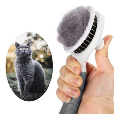 Imagem de Escova para cuidados com gatos, animais de estimação, autolimpantes, de massagem, para queda de pelos de cães, gatos, suave, subpêlo solto com pelos longos ou curtos para todos os tipos de pelos