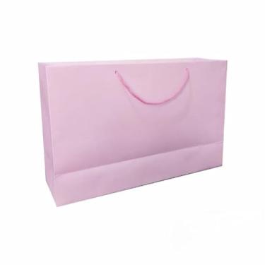 Imagem de Sacola de Papel Colorida 21x32x10cm, Papel Resistente para Lojas, Presentes, Eventos e Embalagens Comerciais 10 unidades(Rosa Bebê)