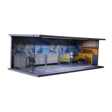 Imagem de JunZheHub Maquete de Estacionamento, Diorama, Decoração de Mesa, Cena Arquitetônica em Miniatura, Suporte Fotográfico para Colecionadores, Escala 1:64, Padrão de Pôr Do Sol
