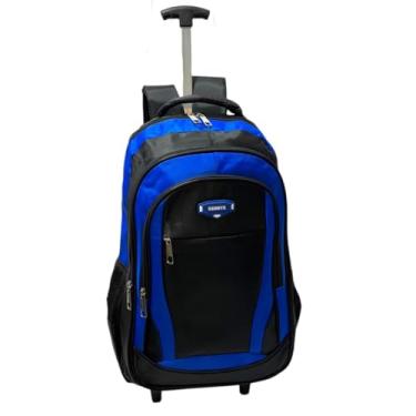 Imagem de Mochila De Rodinha Com Alças De Costas Trabalho Escola Juvenil E Adulto Resistente Á Chuva (Preto/Azul)