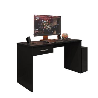 Imagem de Mesa Gamer/Escrivaninha com 1 Gaveta 127m - Preto Móveis Leão 