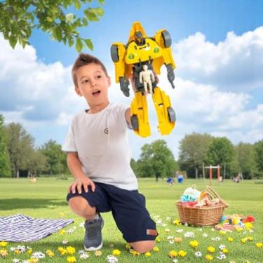 Imagem de Robô de Controle Remoto Amarelo e Cinza Transforme-se em Robô Super Gu