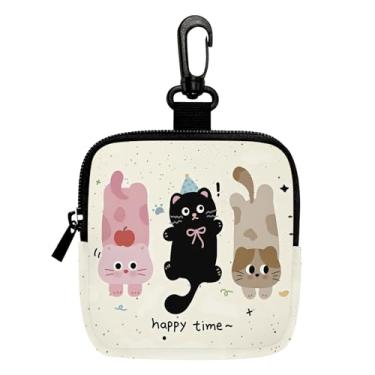 Imagem de Porta-chaves mini porta-moedas, bolsa multifuncional para chaves, moedas, fone de ouvido, batom, porta-cartões, organizador de cabos de dados, bolsa com zíper, bolsa fofa para gatos, acessórios para