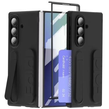 Imagem de YQODSZ Alça de pulso para Samsung Galaxy Z Fold 7 com compartimento para cartão, [alça de dedo] [suporte] [protetor de tela frontal] capa protetora de corpo inteiro, fina, resistente a arranhões para