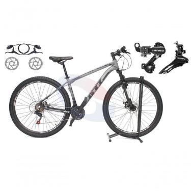 Imagem de Bicicleta Aro 29 Gti Roma 21v Alumínio Câmbios Shimano Freio Disco Hidráulico Garfo Suspensão - Cinza-preto Tam.19