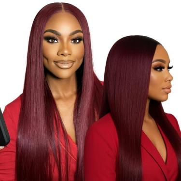 Imagem de Wig Peruca Borgonha Lisa Longa Orgânica Sem Franja - Maya Hair